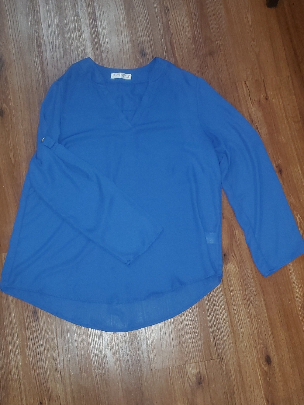 Royal Blue V-Neck Tunic Blouse - Roswear Brand